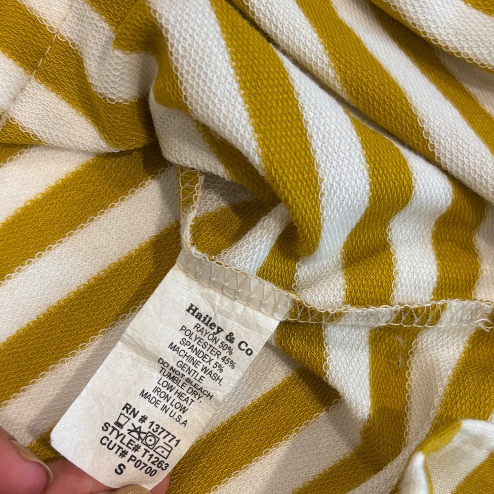 Striped Tunic Dress with Front Pocket in Mustard & White - Picture 9 of 9